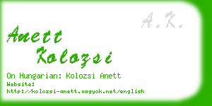 anett kolozsi business card